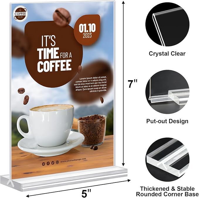 5x7 Acrylic Sign Holder, 12 Pack Vertical Plastic Signs Frame Table Top Display - Image 3