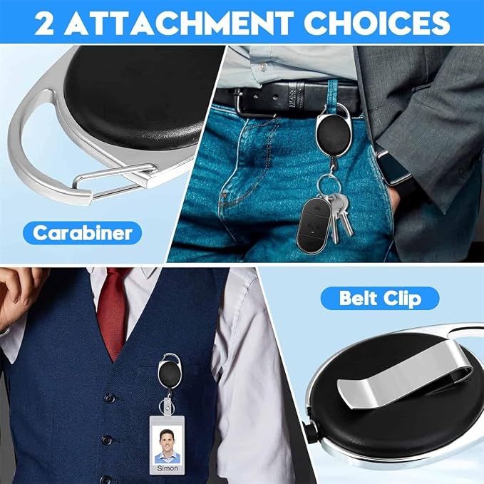Black Badge Holders with 3 Pack Retractable Keychains – Multi-Card ID Card - Image 6
