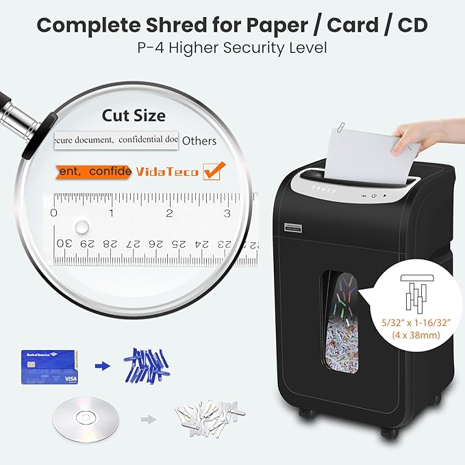 Paper Shredder for Home Office Heavy Duty with 60 Mins Running with US Patented Cutter,Shred CD/Card with Extra Large Bin,AUTO Jam Proof(ETL) (25-Sheet Cross Cut)-DeskLoop Office