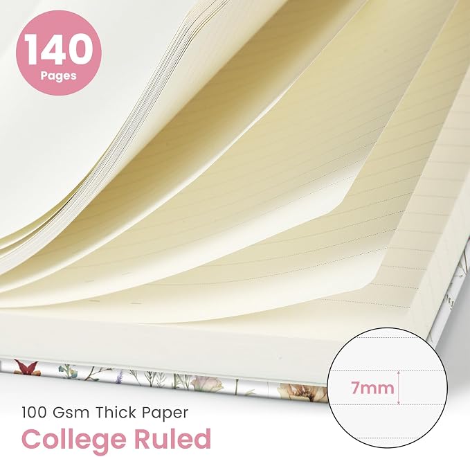 Taja Spiral Journal Notebook for Women, Pretty Hardcover Lined Notebook for - Image 2