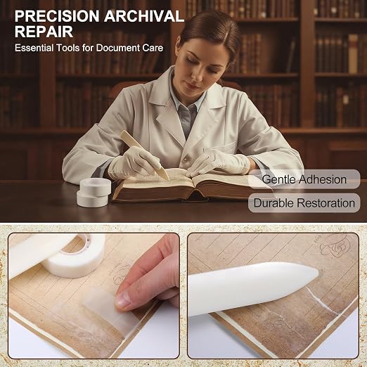 3 Rolls Archival Document Repair Tape Kit Book Repair Acid-Free Tape - Image 6