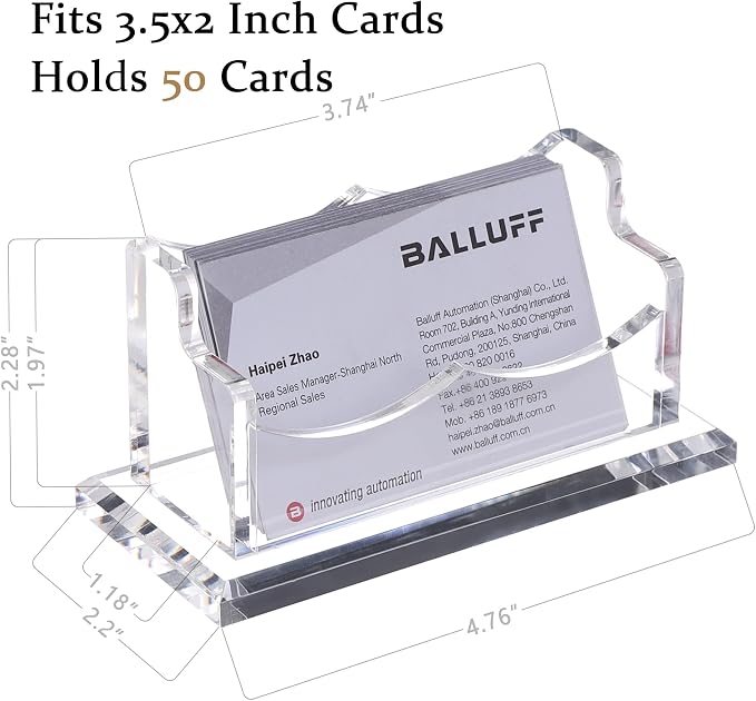 HeZone Business Card Holder for Desk Display, Business Cards Case Rack 1 Pack - Image 7