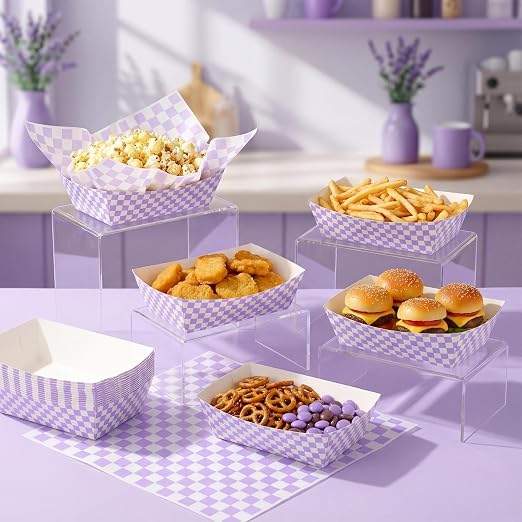 Geosar 100 Pcs Gingham Party Supply Disposable Paper Food Tray Bulk Disposable - Image 4