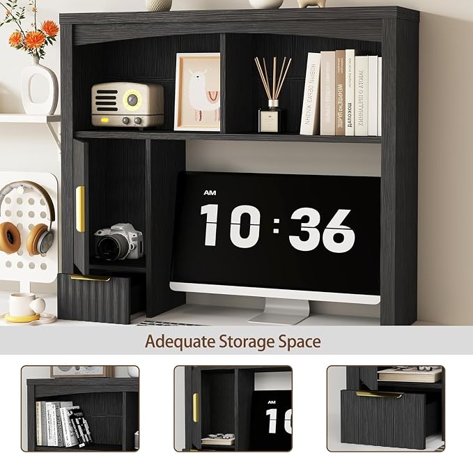 Desk Hutch Shelf, Desktop Shelf Organizer 37 inch Wide Desktop Bookshelf 2-Tier - Image 4