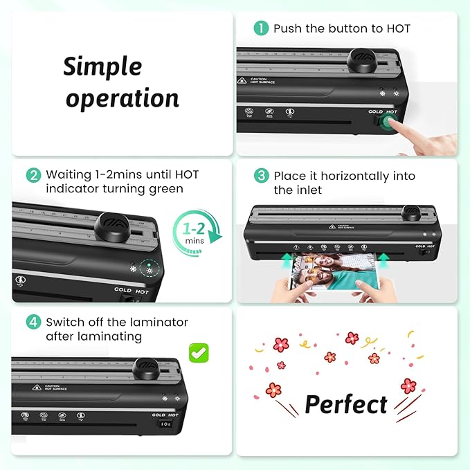 Laminator Machine 9 Inch Laminating Machine - A4 Cold Thermal Laminator Machine with Laminating Sheets, 8.5 x11 Personal Laminators for Teachers 90s Warm up, A4/A5/A6 Laminators for School Home-DeskLoop Office