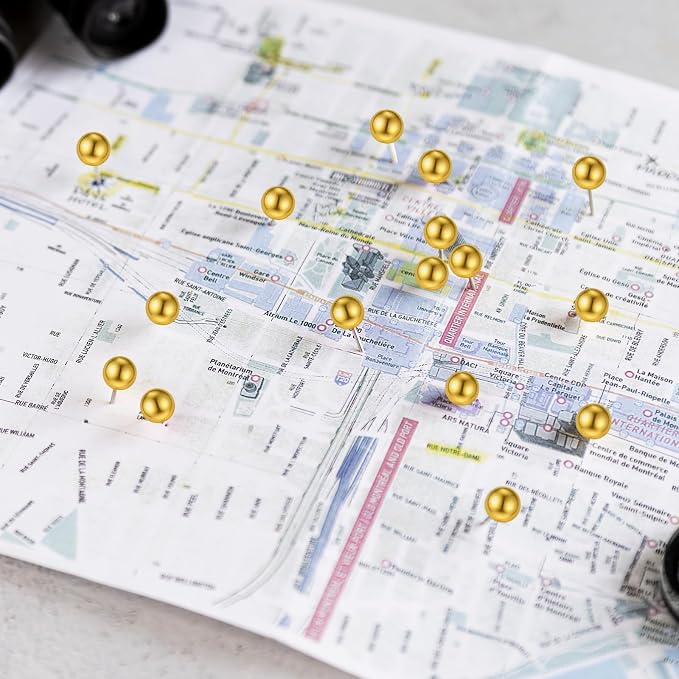 200 PCS Gold Push Pins for Cork Board, 1/8-Inch Retro Round Head Map Pins for - Image 7
