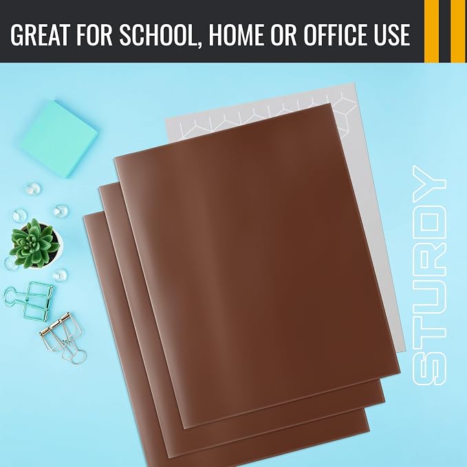 Better Office Products 2 Pocket Glossy Laminated Brown Paper Folders, Box of 25 - Image 4