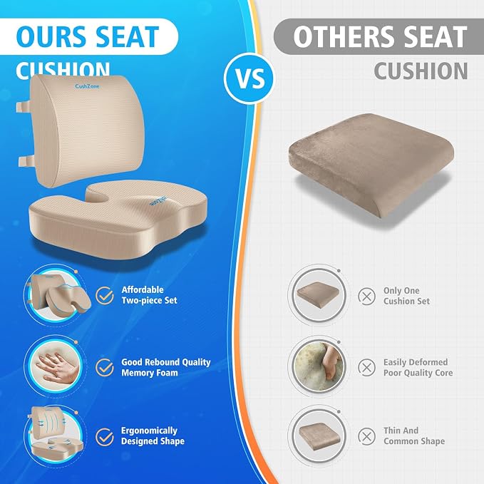 CushZone Ergonomic Seat Cushion & Lumbar Support Pillow - Image 8