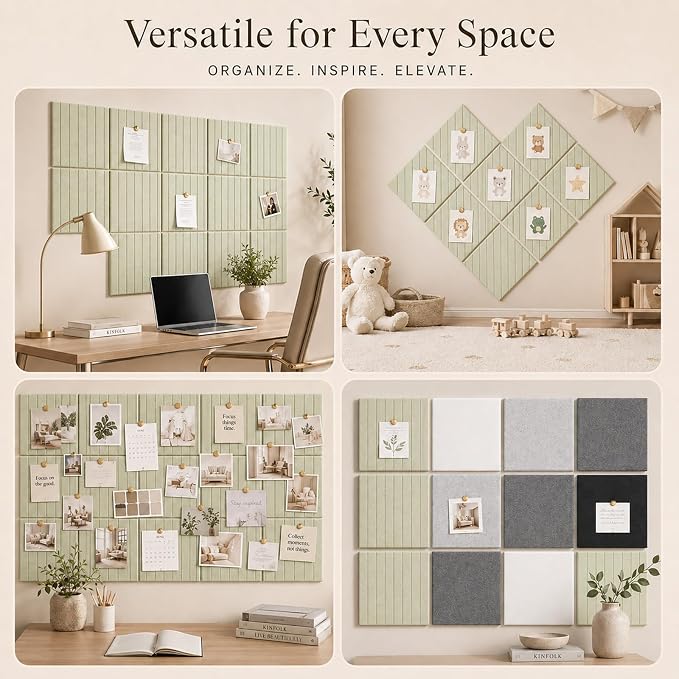 Stripe Felt Bulletin Board Tiles, Cork Board Alternative 48 x 36 in | 0.35 in - Image 6