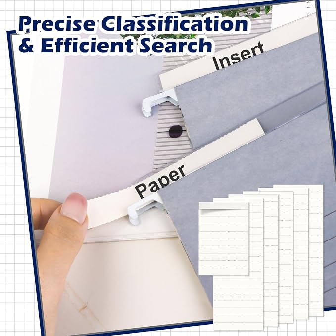 100 Pcs Hanging File Folder Paper Inserts 4 inch Off White Blank File Tab - Image 5