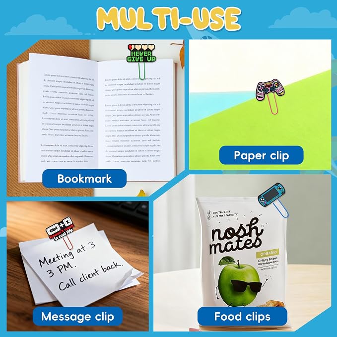 30 PCS Game Paper Clips Metal Paperclip Large Size Paper Clip Cute Bookmark - Image 7