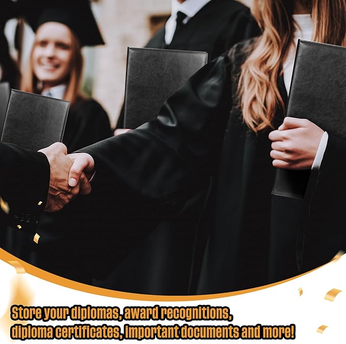 Tenare 6 Pcs Black Leather Certificate Holder 8.5 x 11" PU Phd Bachelor Master - Image 7