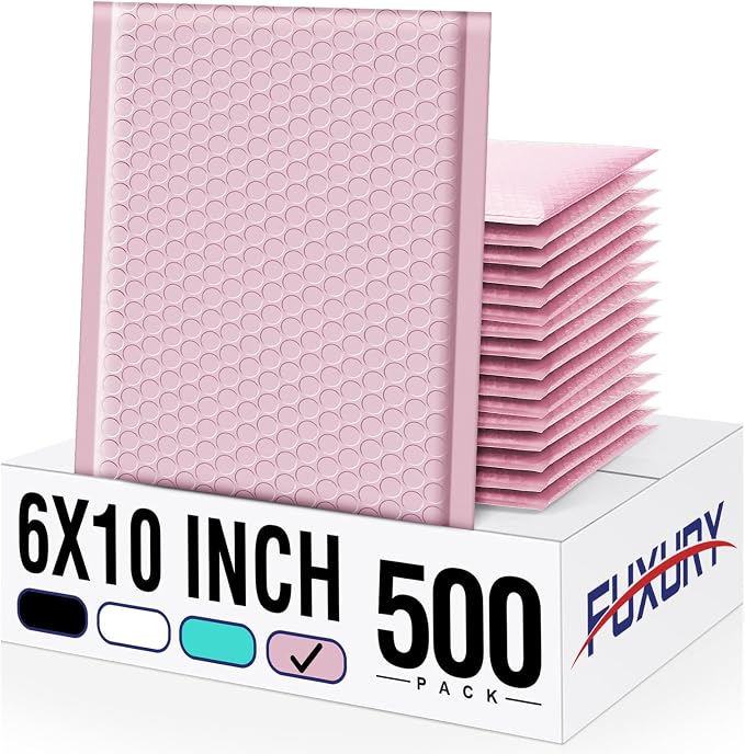 Fuxury Bubble Mailers 6x10 Inch 500 Pack Padded Envelopes Usable Size 6x9" by Fuxury