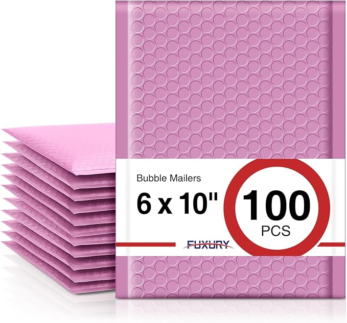 Fuxury Bubble Mailers 6x10" Padded Envelopes 100 Pack Usable Size 6x9" Self by Fuxury