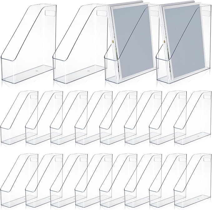 20 Pcs Clear Acrylic Magazine File Holder Plastic Desk Organizer by Marsui
