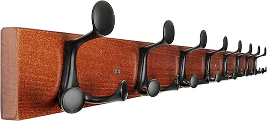 SKOLOO 43-Inch Cherry Wood Coat Rack Wall Mount with 8 Triple Hooks - Ideal for Family Entrances, Classrooms, and Pet Supplies Storage - Perfect Coat Hooks for Wall-DeskLoop Office