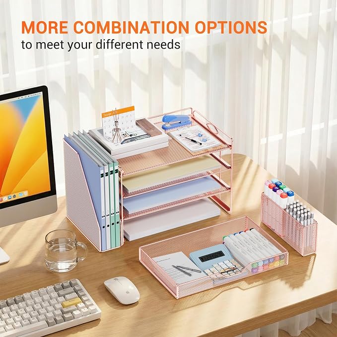 OPNICE Desk Organizer with Drawer & Pen Holder, Office Desk Accessories and - Image 3