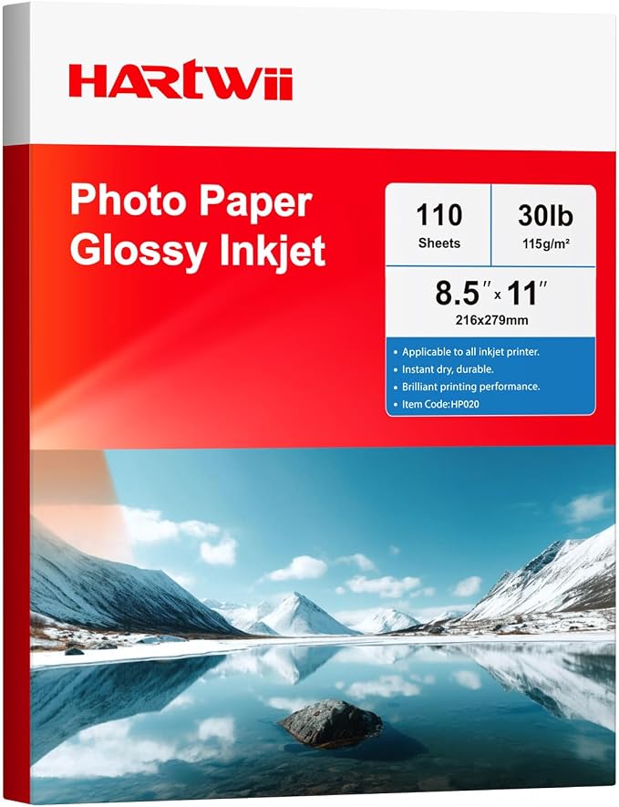 HARTWII Glossy Thin Inkjet Paper 8.5x11 Inches, 110 Sheets brochure paper by HARTWII
