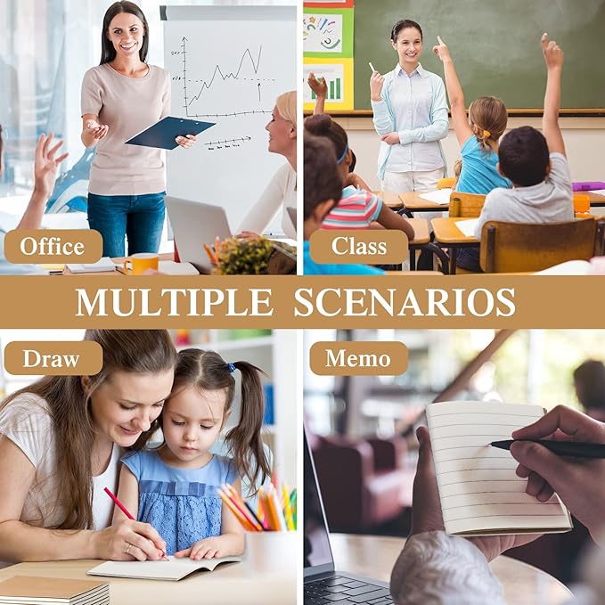 100 Pieces Mini Notebook Bulk Set Small Kraft Paper Blank Lined Journals Pocket Journal Sketchbooks for Kids Drawing Sketchbook Office Supplies 4 x 4 Inch Small Notebooks with 24 Sheets (Blank, Lined)-DeskLoop Office