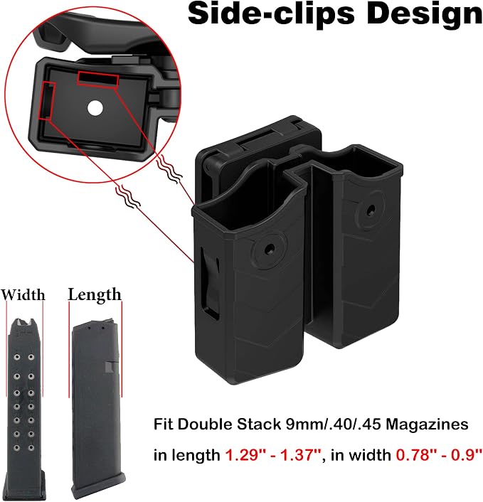 Universal Double Magazine Holster, 9mm 40 45 Magazines Pouch Adjustable - Image 8