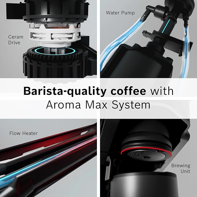 Bosch 500 Series Fully Automatic Espresso and Coffee Machine – Touch Control Panel, Milk Hose, Ceramic Grinder, Uses Beans & Ground Coffee, 9 One-Touch Drinks, in Black TPU40109-DeskLoop Office