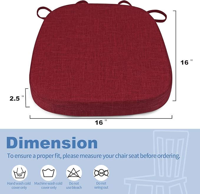BUYUE Thickened 2.5" Friendly Woven Fabric Dining Chair Cushion, U-Shape High - Image 3