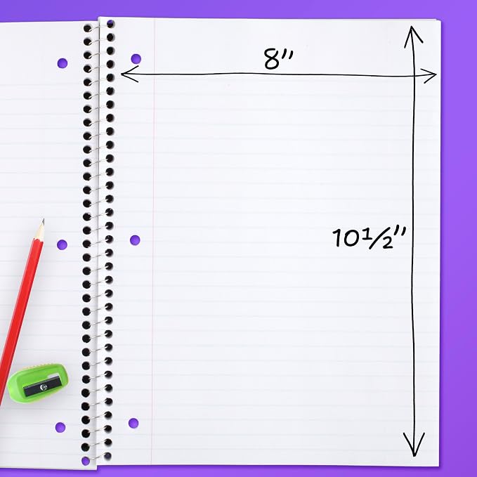 Mead Spiral Notebook, 1 Subject, Wide Ruled Paper, 70 Sheets, Selected Colors - Image 3
