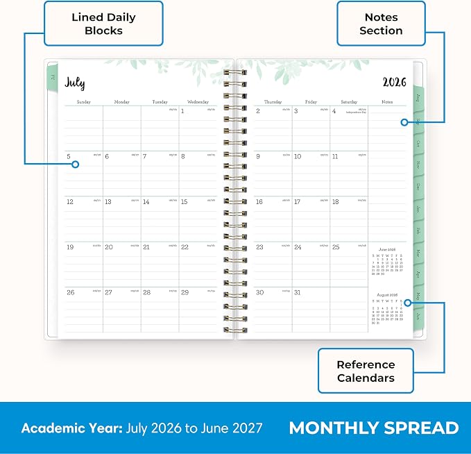 Blue Sky 2026-2027 Weekly and Monthly Academic Year Planner Calendar, July 2026 - Image 4
