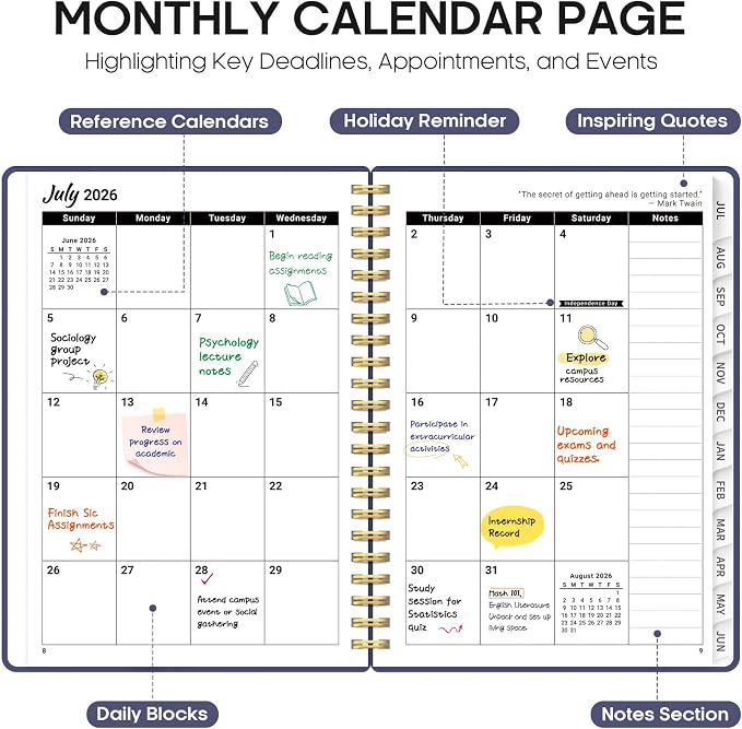 Planner 2026-2027, Academic Year Weekly and Monthly Calender Planner, from Jul - Image 2