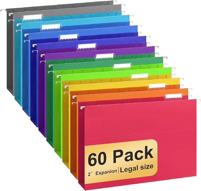 Hanging File Folders Legal Size, 60 Pack File Folders by YOPCDJ