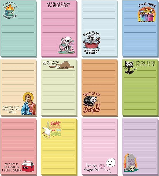 12 Pack Funny Notepads, 5x3 Inches Sarcastic Note Pads Memo Fun Office Gifts by Saypacck