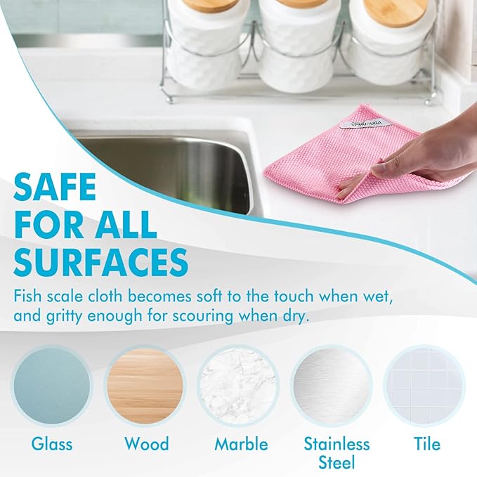 Easy Clean Streak Free Glass Cleaning Miracle Microfiber Cleaning Cloth for Kitchen,Counter,Window,Mirror Lint Free Dish Drying Cloths Glass Polishing Rag,All-Purpose,Reusable,Nanoscale Pack of 6-DeskLoop Office