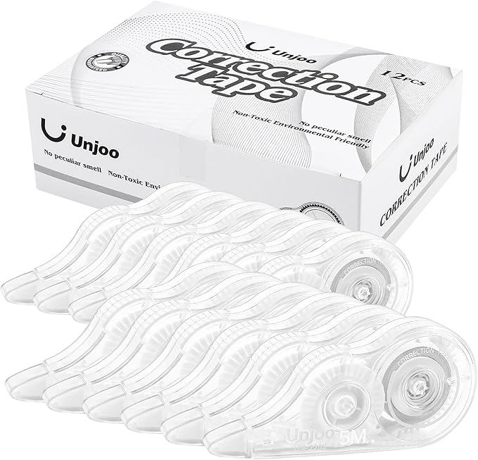 Unjoo White Correction Tape, For school, Office | Easy To Use Applicator for by Unjoo