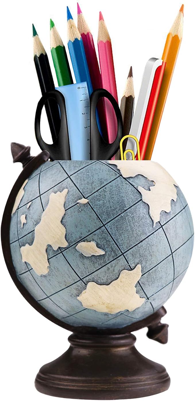 MUAMAX Globe Pen Pencil Holder for Desk Pen Organizer for Desk Desktop by MUAMAX