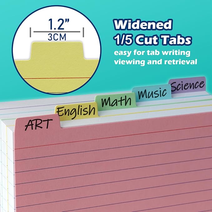 100 Pack Tabbed Index Cards 4x6 Lined Index Card Dividers - Image 5