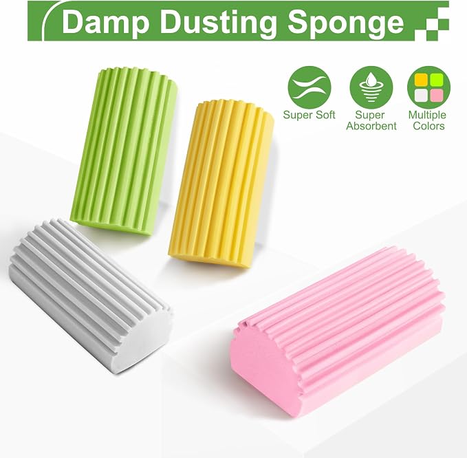 Jeymei 4-Pack Damp Clean Duster Sponge, Damp Dusting Sponge, Duster Baseboard - Image 6