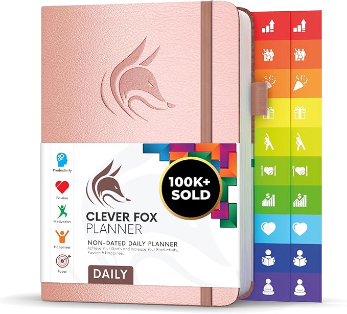 Clever Fox Daily Planner – Undated Planning Notebook with Hourly Schedule & To-Do List – Personal Day Task & Work Organizer, 6 Months (Rose Gold)-DeskLoop Office