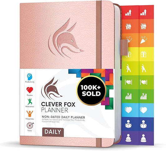 Clever Fox Daily Planner – Undated Planning Notebook with Hourly Schedule & To-Do List – Personal Day Task & Work Organizer, 6 Months (Rose Gold)-DeskLoop Office