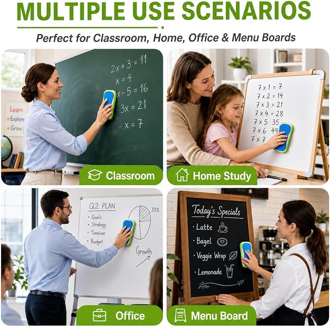 Zonon 3 Pcs Pcs Chalk Eraser Bulk Chalk Board Chalkboard Erasers Dust Free - Image 4