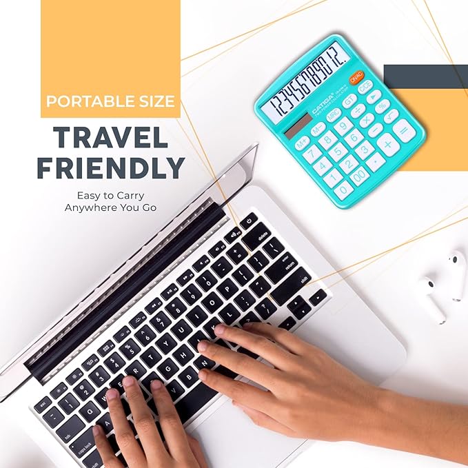 CATIGA Desktop Calculator (2 Pack) 12 Digit with Large LCD Display and Sensitive Button, Solar and Battery Dual Power, Standard Function for Office, Home, School, CD-2786 (Light Blue/Light Pink)-DeskLoop Office