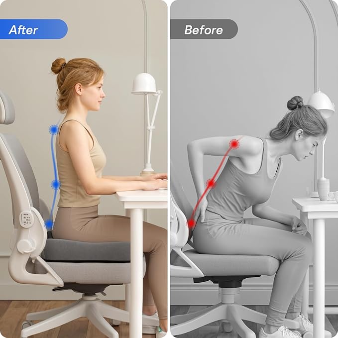 Seat Cushions for Office Chairs - Pressure Relief Seat Cushion - Car Seat Cushions for Pressure Relief, Tailbone Pain, Sciatica & Back Pain Relief for Office Chairs (Grey)-DeskLoop Office