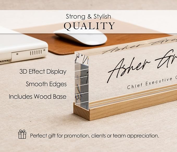 Personalized Acrylic Name Block w/Wooden Base - Image 5
