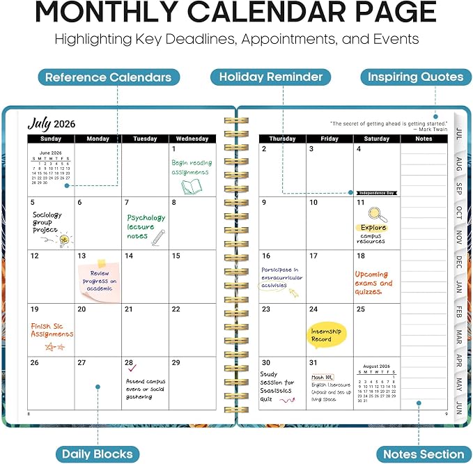 Planner 2026-2027, Academic Year Monthly and Weekly Calendar Planner, Jul 2026 - Image 2