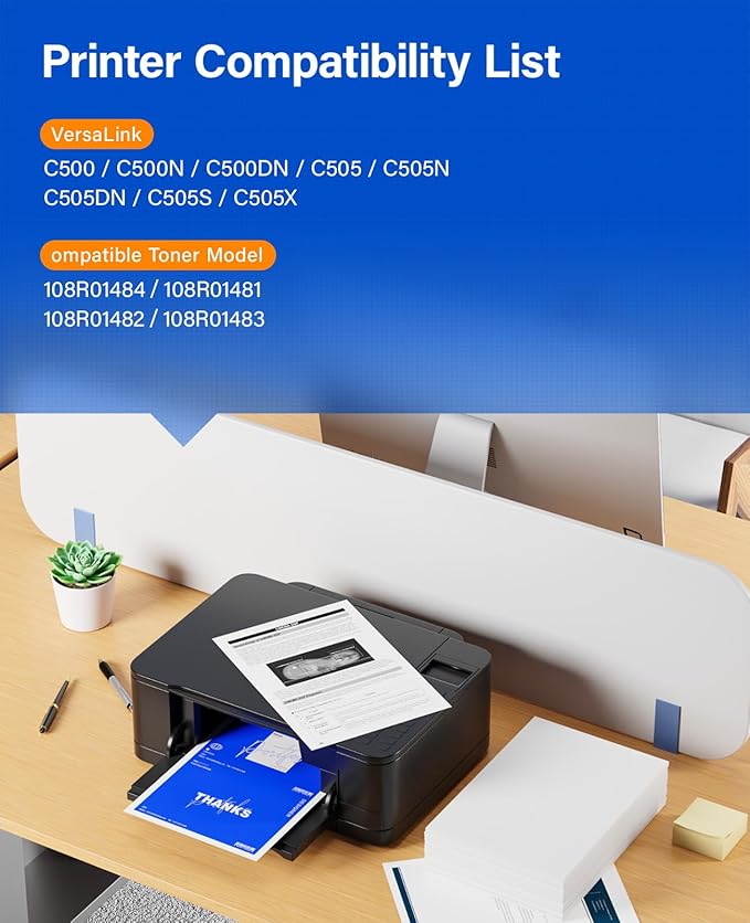C500 C505 Drum Unit 4-Pack High Capacity Replacement for Xerox 108R01484 108R01481 108R01482 108R01483 Image-Drum Compatible for Xerox VersaLink C500 C500N C500DN C505 C505N C505DN C505S C505X Printer-DeskLoop Office