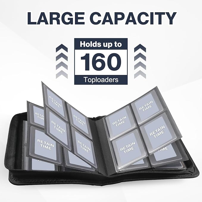 Toploader Binder, Holds 160 Toploaders, 100 Toploaders INCLUDED, 4-Pocket PU - Image 4