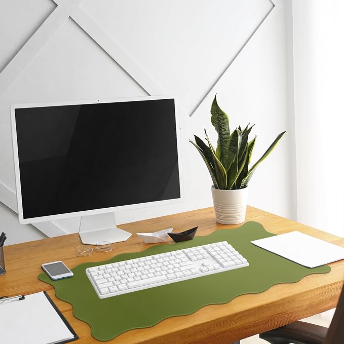 Hahafelt Scalloped Desk Mat Large Desk Pad Cute Coquette Table Mat Back to - Image 5