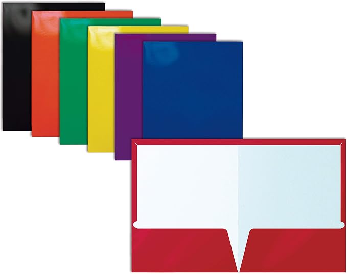 Better Office Products 2 Pocket Glossy Laminated Paper Folders, Letter Size by BetterOfficeProducts