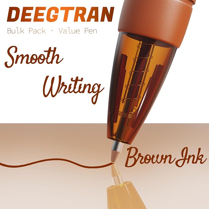 deegtran Pens Bulk, 30 Pack No Bleed Brown Ink Click Pens - Image 3