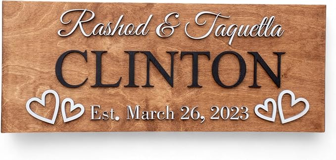 Custom Family Name Sign | Personalized Wooden Wedding Gift | Rustic Last Name by WoodHarmonyUS