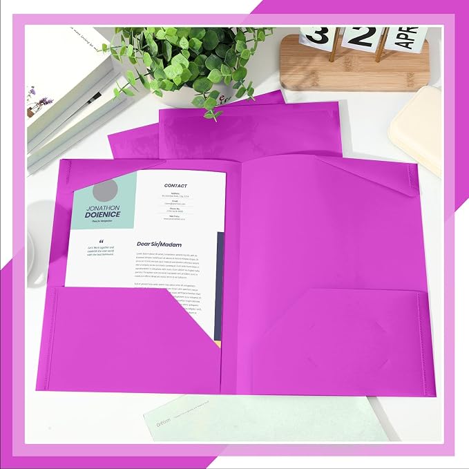 Henoyso 36 Pack Fluorescent Purple Plastic Folders - Image 5